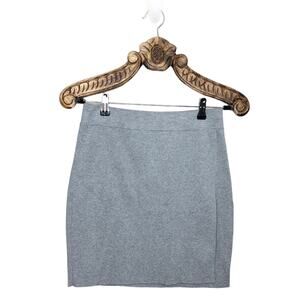 BCBGeneration Skirt Faux Wrap Cotton Knit Mini Light Grey Bodycon Pull On Medium